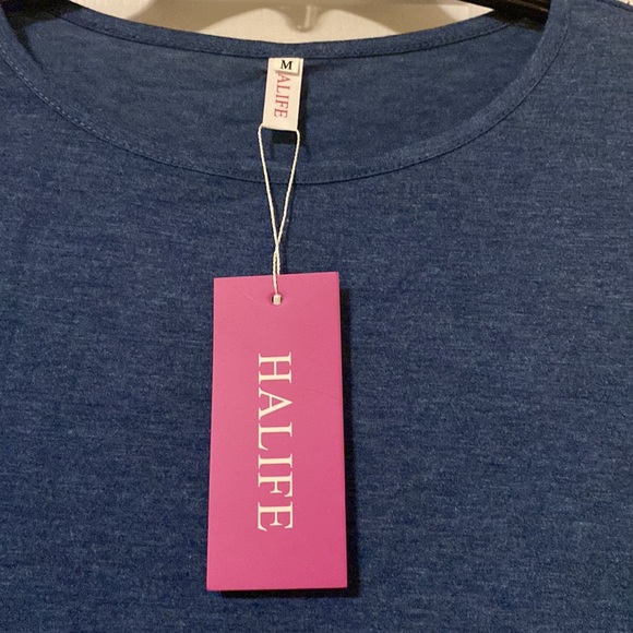 Halife Women Casual Loose Crew Neck Long Sleeve T-Shirt Swing Dress with Pockets - Picture 4 of 6